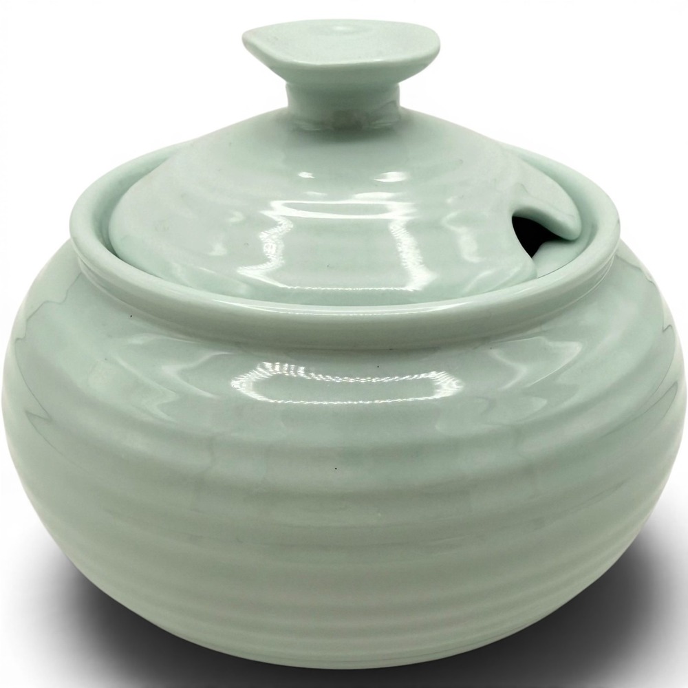 Sophie Conran Portmeirion Celadon Lidded Sugar Bowl 11103 Aqua Cottage Kitchen